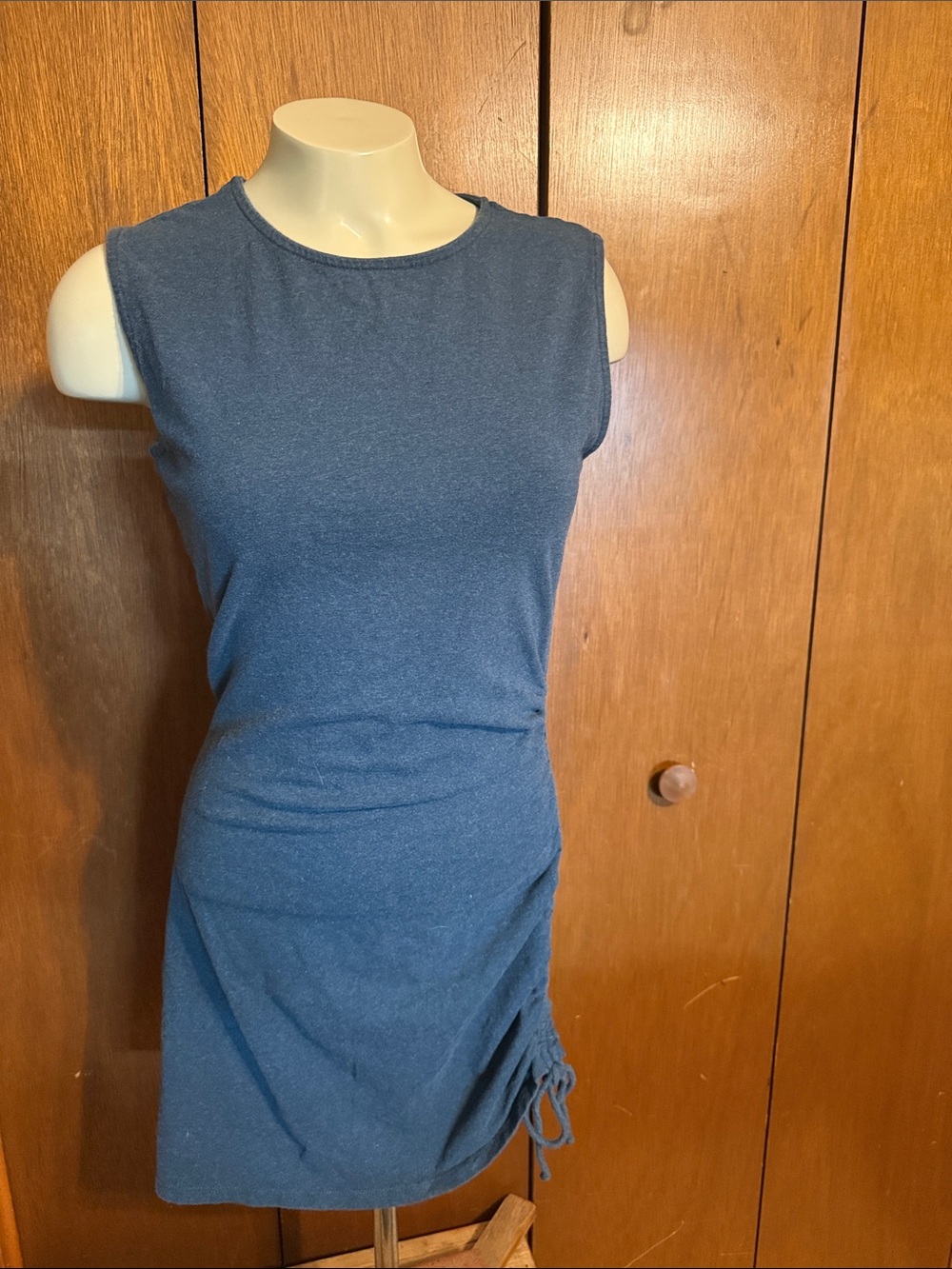 Synergy Sleeveless Navy Blue Ruched Side Women's Dress